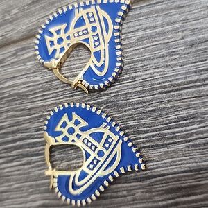 Vivienne Westwood Amanda Heart Earrings Royal Blue/Gold Saturn